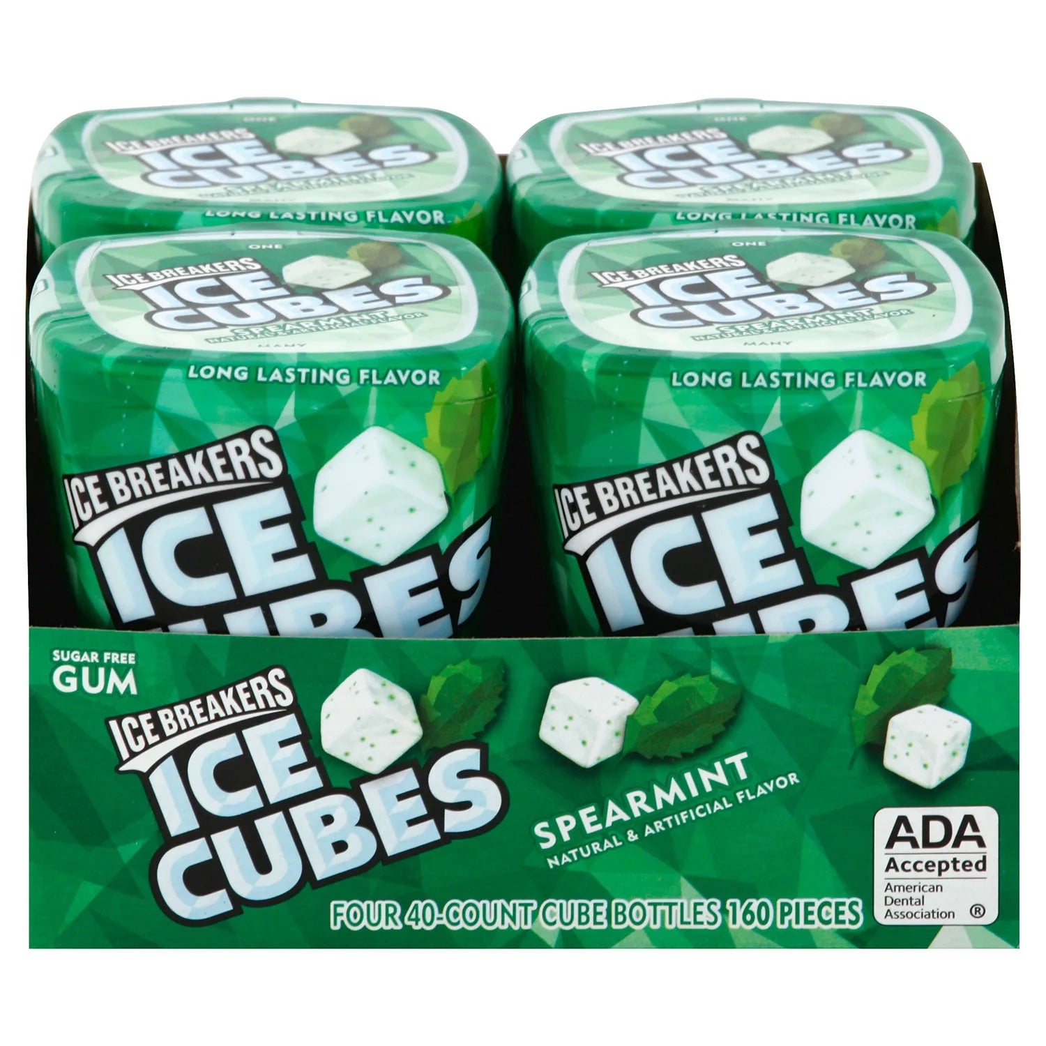 Ice Breakers Ice Cubes Sugar Free Gum, Spearmint - 40ct/4pk