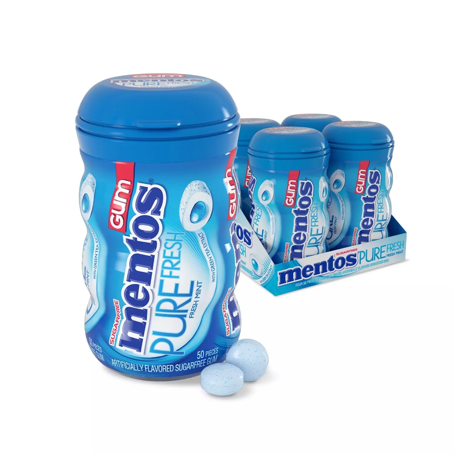 Mentos Pure Fresh Sugar-Free Chewing Gum Fresh Mint - 50ct/4pk