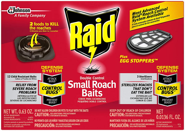 Raid Double Control Small Roach Baits Plus Egg Stoppers - 12+3ct/6pk