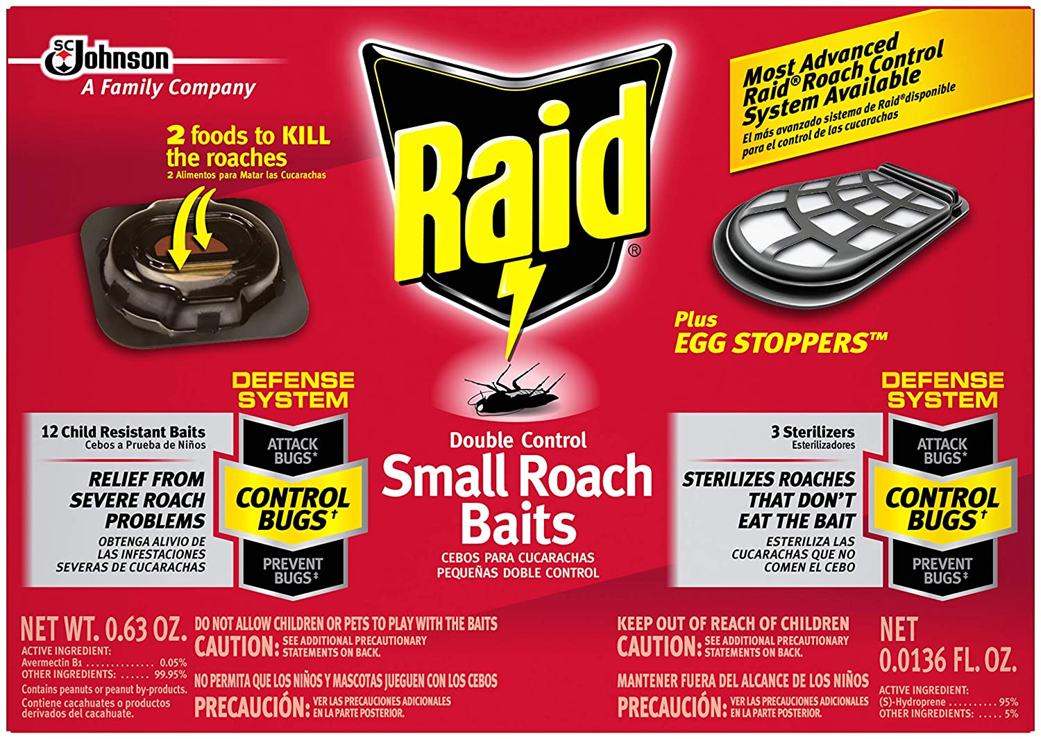 Raid Double Control Small Roach Baits Plus Egg Stoppers - 0.63oz/6pk