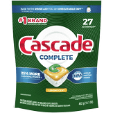 Cascade Complete ActionPacs Dishwasher Detergent Lemon Scent - 27ct/4pk