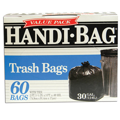 HANDI-BAGS Trash 30gal - 60ct/6pk
