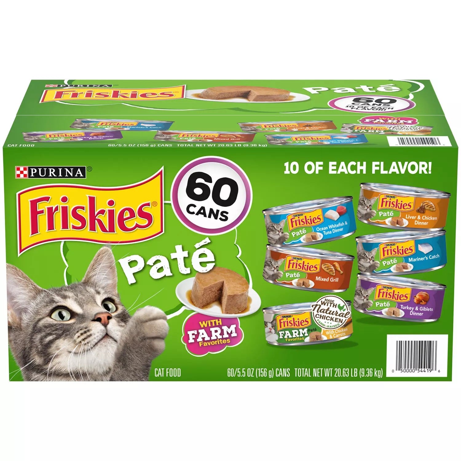 Purina Friskies Pate Wet Cat Food, Mainline Favorite Variety Pack - 5.5oz/60pk