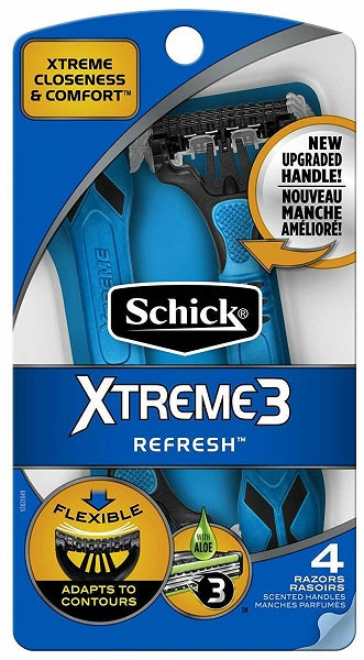 Schick  Xtreme 3 Refresh Disposable Razors  4/3's - 4ct/12pk