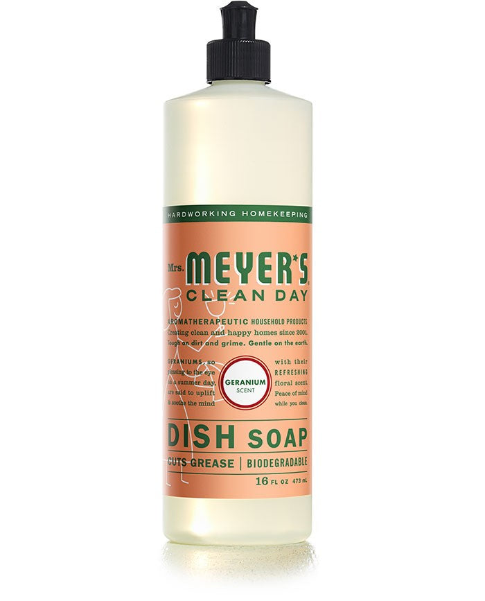 Mrs. Meyers Dish Liq. Dish Geranium - 16oz/6pk