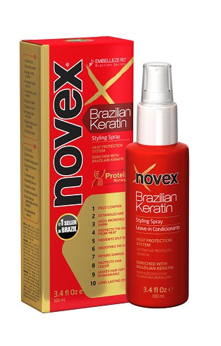 Novex Brazilian Keratin Thermal Protector Styling Spray 100ml - 3.4oz/6pk