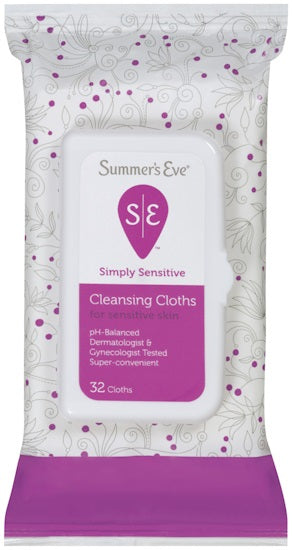 Summer's Eve Simply Sensitive Cleansing Cloths Island Splash -32ct/12pk