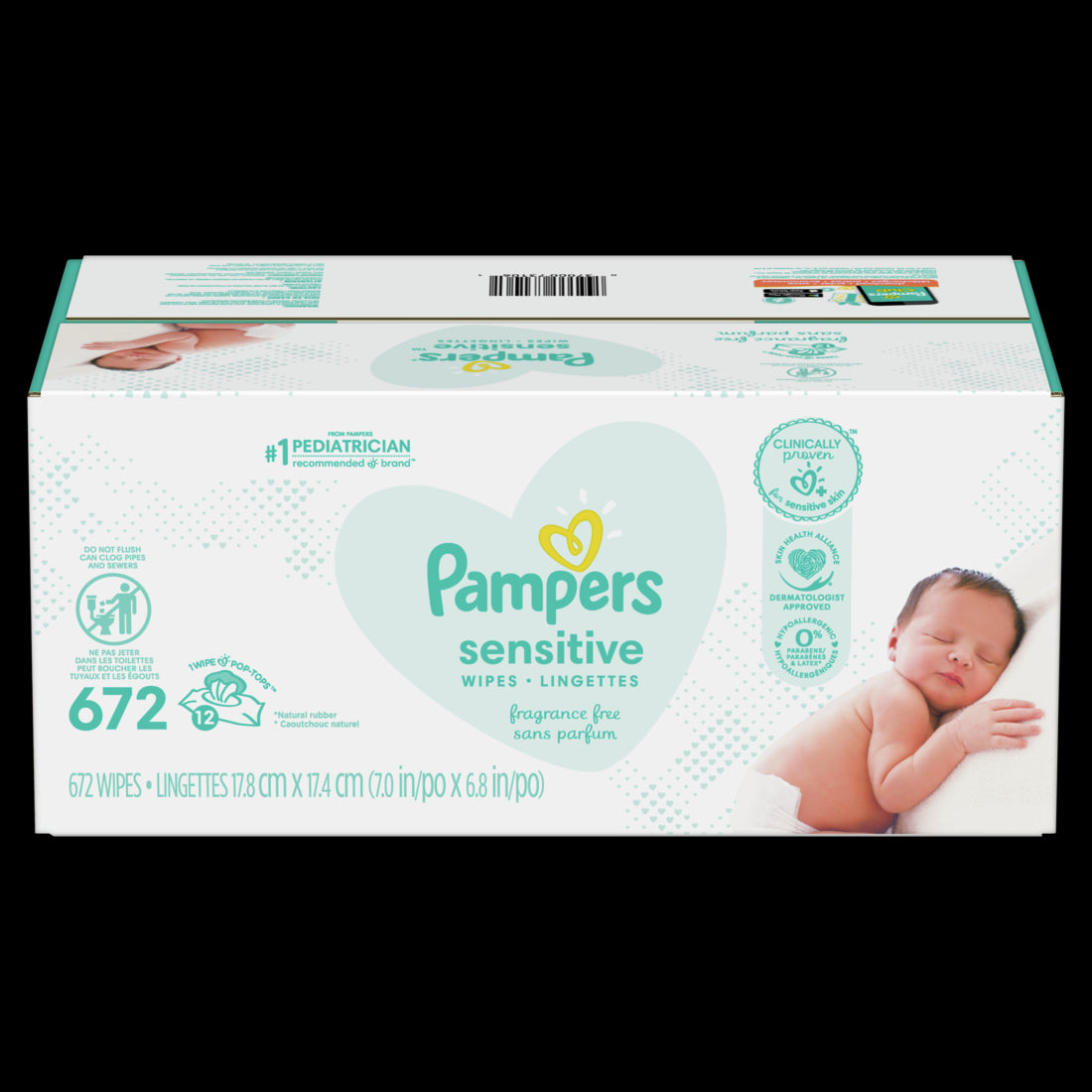 Pampers Baby Wipes Sensitive Perfume Free 8X Pop-Top Packs - 672ct/1pk