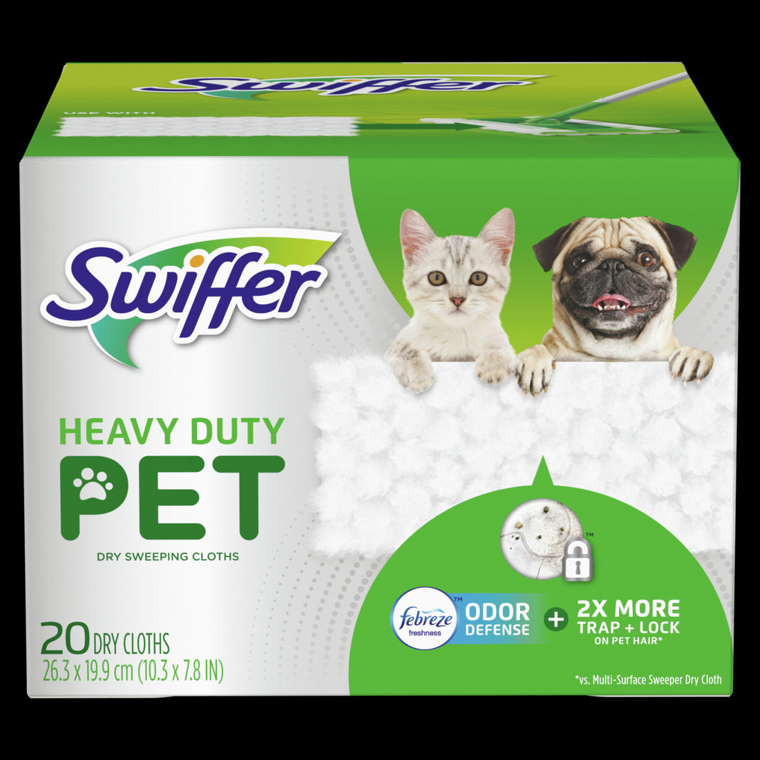 Swiffer Heavy Duty Pet Dry Sweeping Cloth Refills Febreze Odor Defense - 20ct/4pk