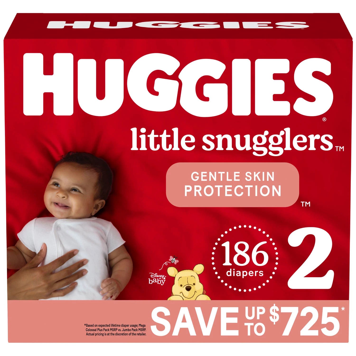 HUGGIES Little Snugglers Size 2  - 186ct/1pk