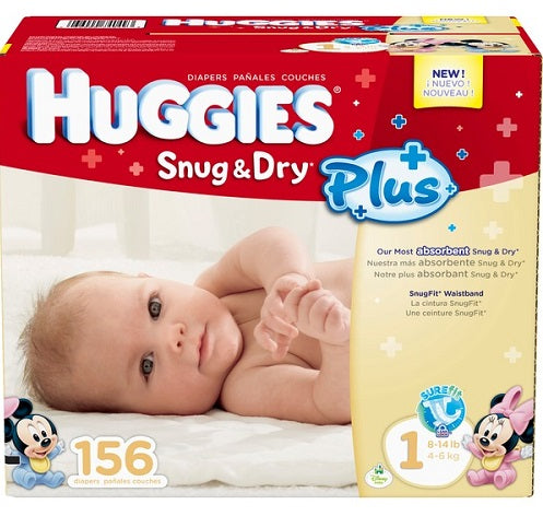 HUGGIES SNUG & DRY Size 1  - 156ct/1pk