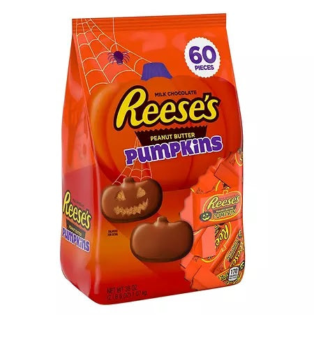 REESE'S Milk Chocolate Peanut Butter Pumpkins Candy, Halloween, Bulk Bag - 60ct/1pk
