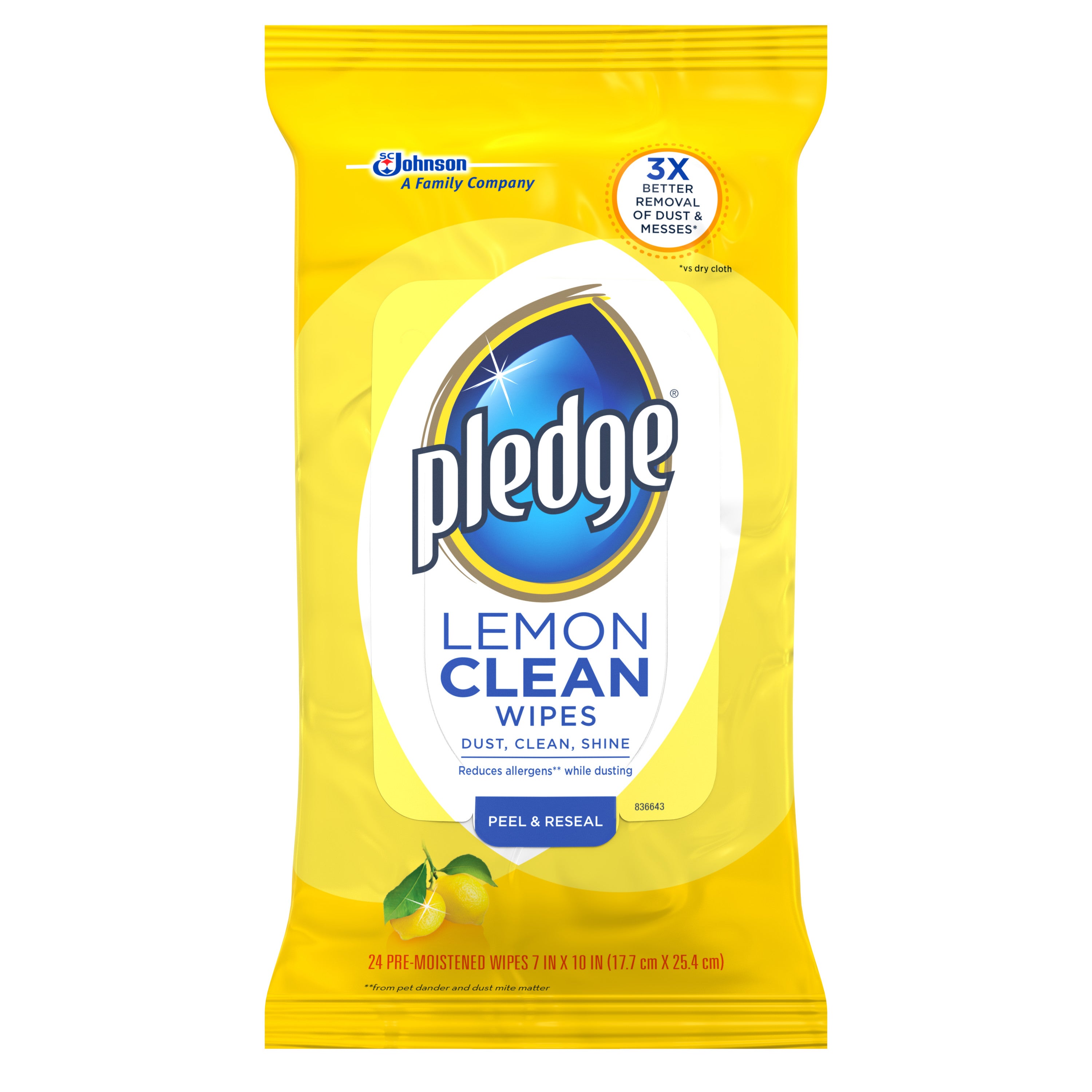 Pledge Lemon Wipes - 24ct/12pk