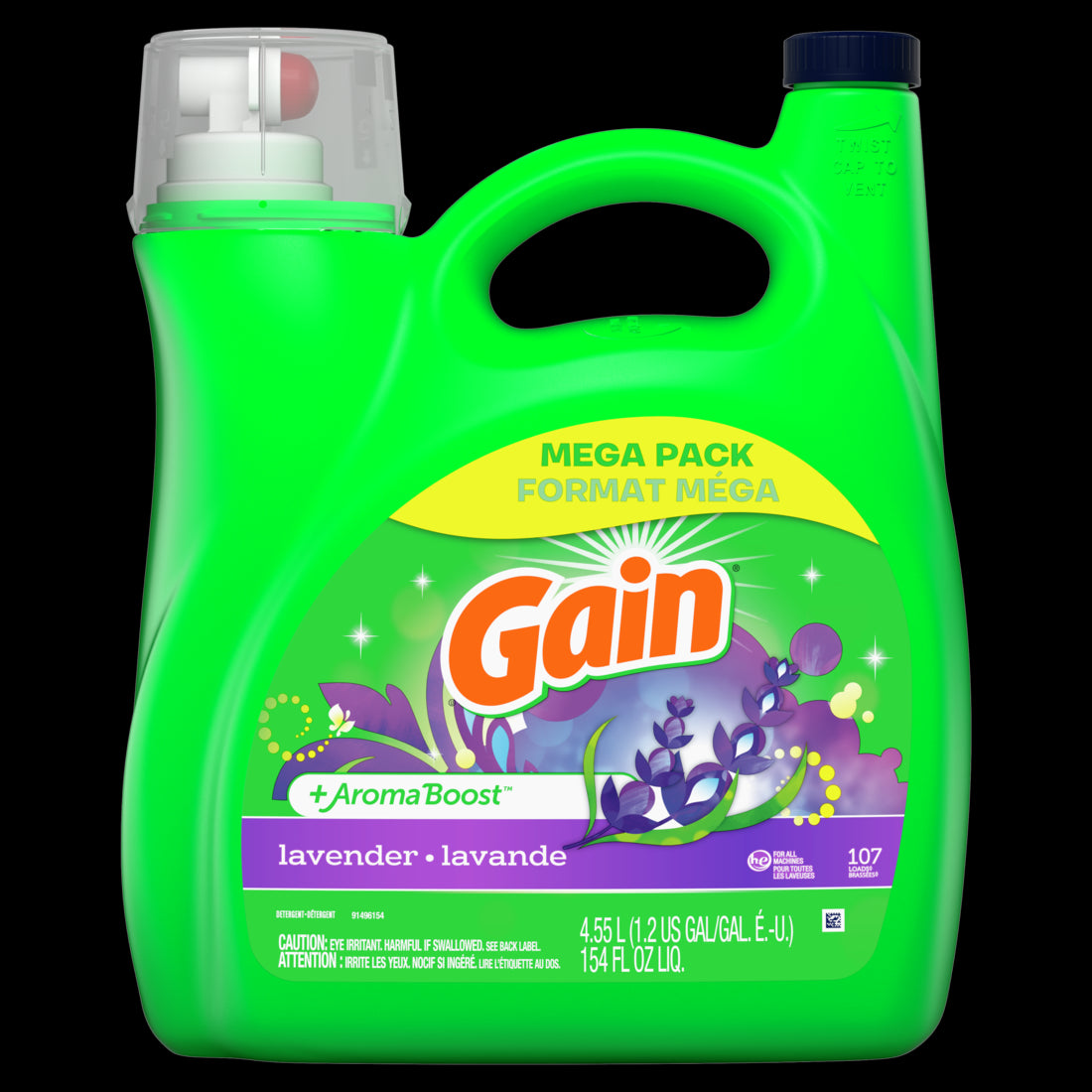 Gain + Aroma Boost Liq. HE Lavender Scent 107 Loads - 154oz/4pk