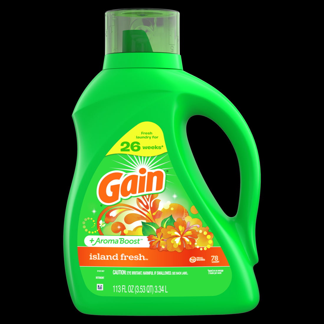 Gain + Aroma Boost Liq. HE Island Fresh 78 Loads - 113oz/4pk