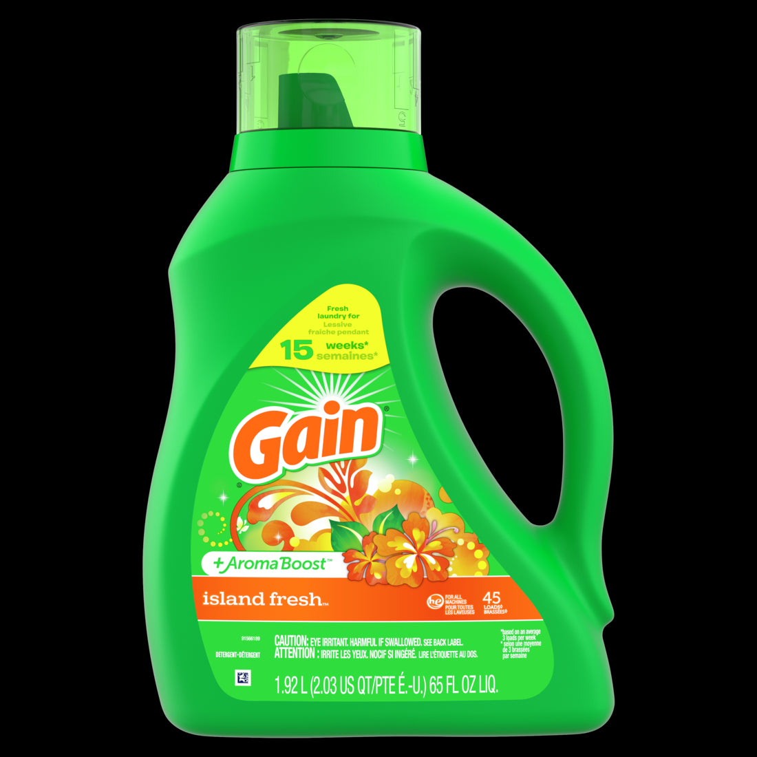 Gain + Aroma Boost Liq. HE Island Fresh 45 Loads - 65oz/4pk