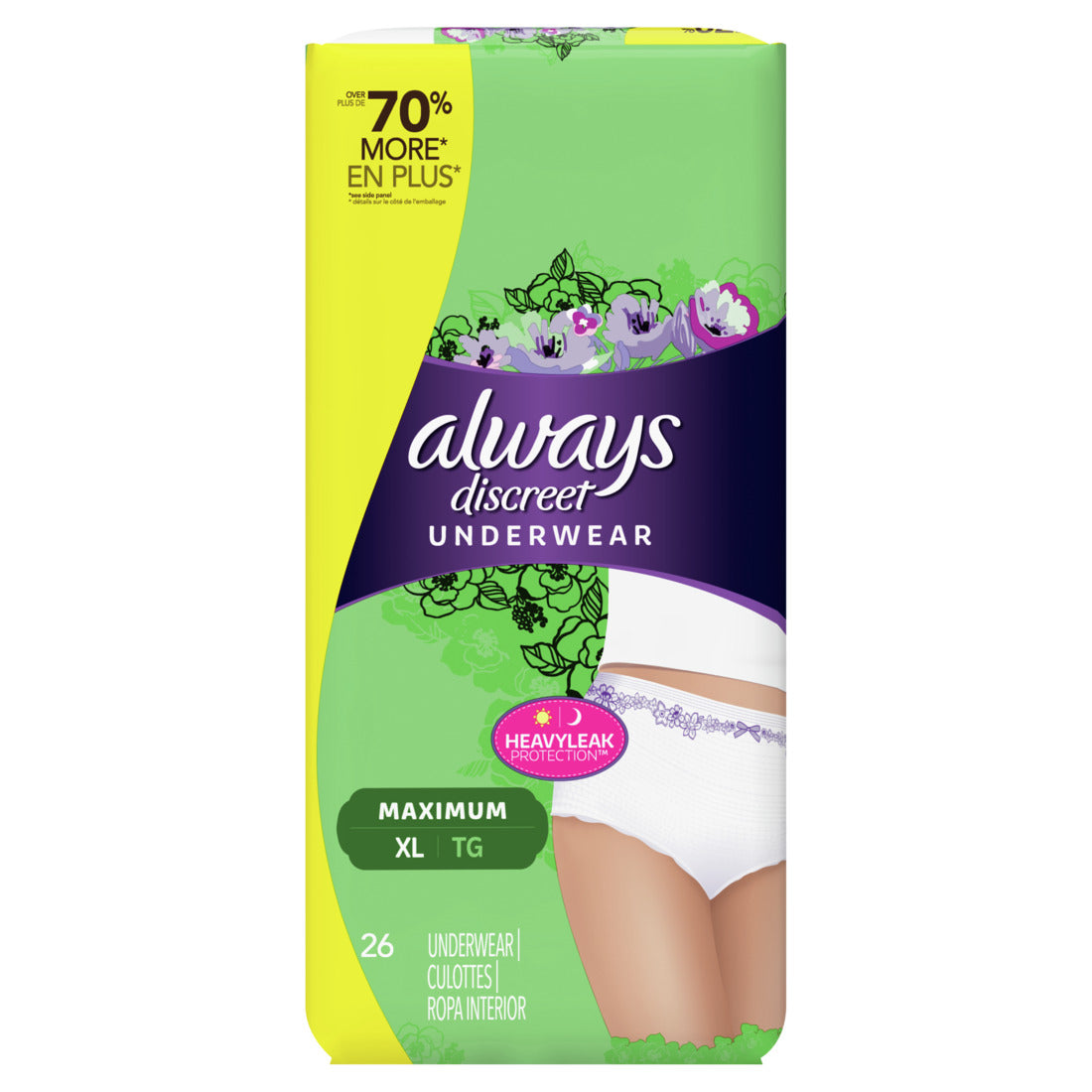 Always Discreet Underwear Maximum Protection XL - 26ct/2pk