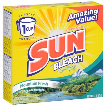 SUN Laundry Detergent Pwd Mountain Fresh w/Bleach 31 loads - 19oz/14pk