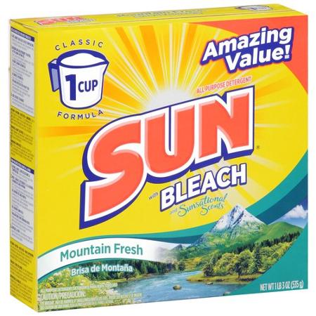SUN Laundry Detergent Pwd  Mountain Fresh w/Bleach 31 loads - 19oz/14pk