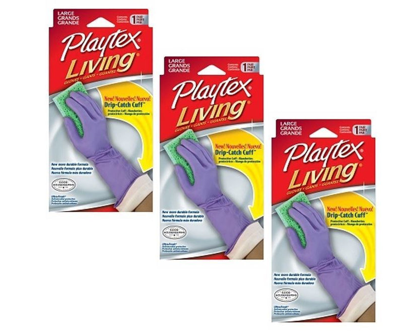 Playtex Living Glove Purple DripCatch Cuff Large 1ct/12pk