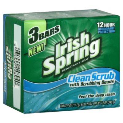 Irish Spring Clean Scrub -  3.75oz/3bar/18pk  (90pt)