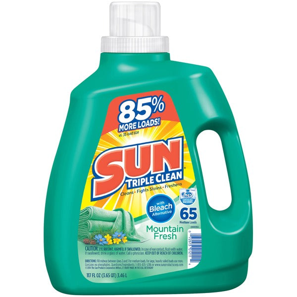 SUN LIQ. LAUNDRY DET. H/Duty 2X Mountain Fresh w/Bleach - 117oz/4pk