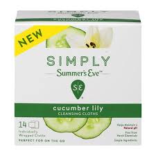 Summers Eve Simply Cleansing Cloths Cucumber Lily -14ct/12pk