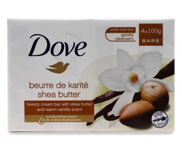 Dove Bar Shea Butter 4 Bars - 100g/3.5oz/12pk