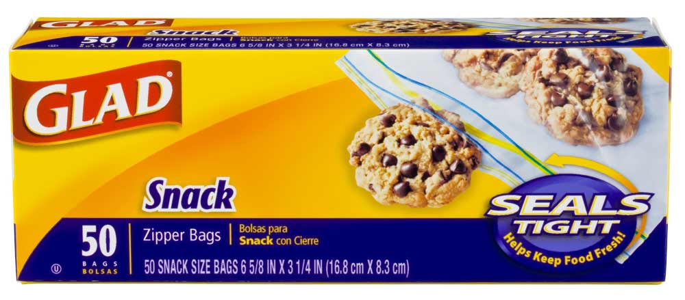 Glad Food Storage Zipper Snack - 50ct/12pk