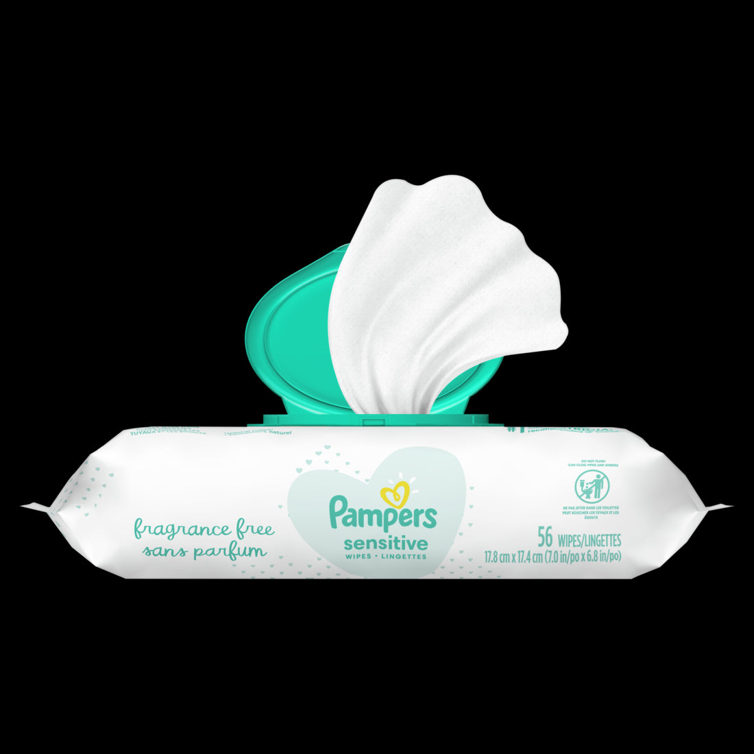 Pampers Baby Wipes Sensitive Perfume Free 1X Pop-Top - 56ct/8pk