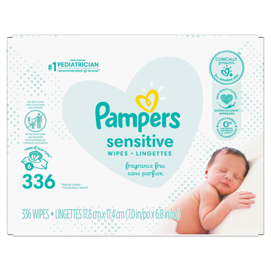 Pampers Baby Wipes Sensitive Perfume Free 6X Pop-Top Packs - 336ct/1pk