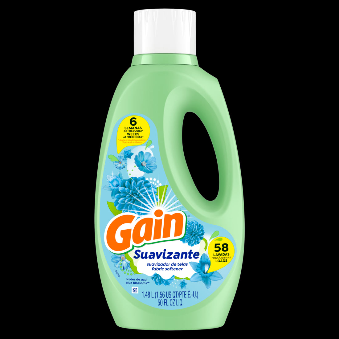 Gain Suavizante Liquid Fabric Softener Blue Blossoms 58 loads - 50oz/4pk