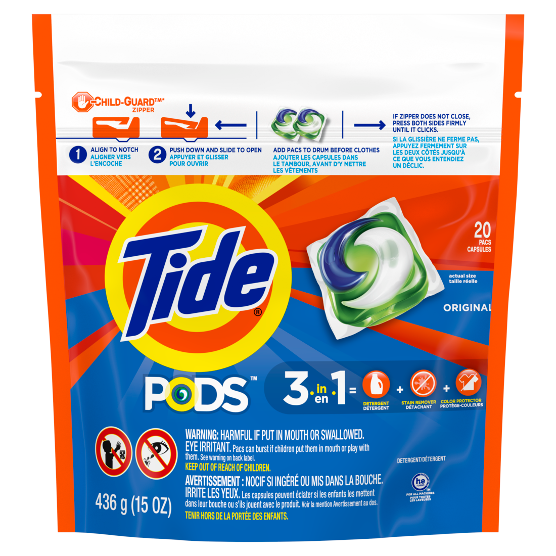 Tide PODS Liquid Laundry Detergent Pacs Original - 20ct/6pk