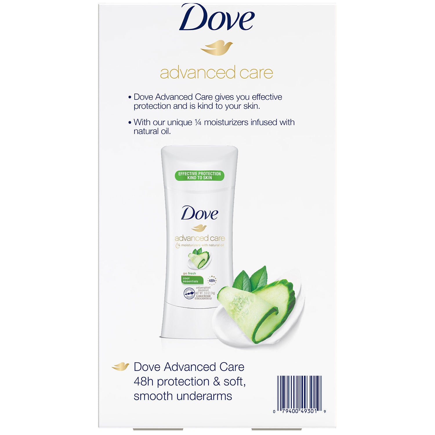 Dove Advanced Care Deodorant Cool Essentials BONUS - 2.6oz/4pk+0.5oz bonus