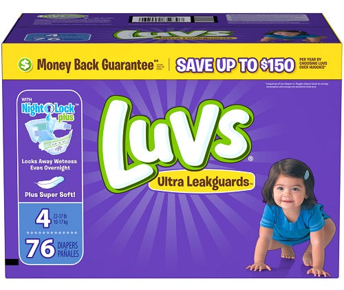 Luvs Ultra Leakguards Diapers BOX Size#4 - 76ct/1pk