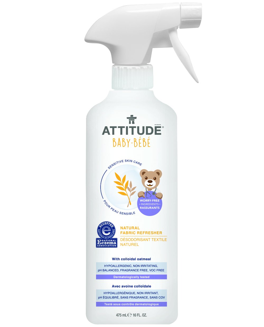 Attitude Sensitive Skin BABY Fabric Refresher - NEA - 16oz/6pk