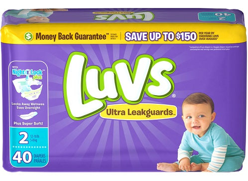 Luvs Ultra Leakguards Diapers Size#2 - 40ct/2pk