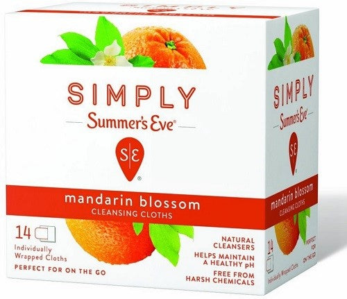 Summers Eve Simply Cleansing Cloths Mandarin Orange - 14ct/12pk