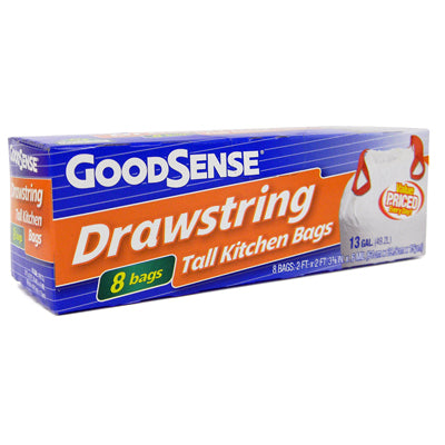 Goodsense Drawstring Tall Kitchen  Bags 13gal.- 8ct/24pk