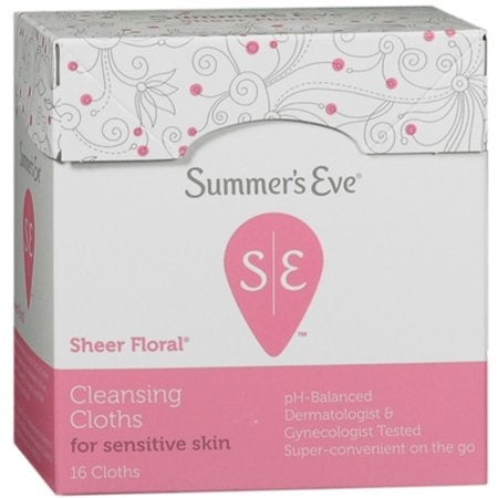 Summers Eve Cleansing Cloths Sensitive Skin Sheer Floral - 16ct/12pk