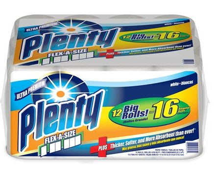 PLENTY Paper Towels Bundles 2ply Flex-A-Size - 112ct/12bdl