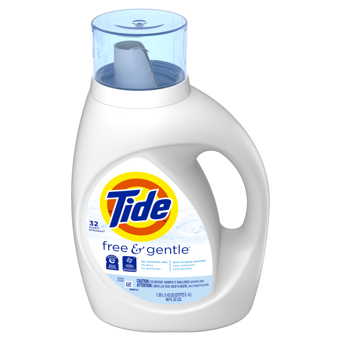 Tide Free & Gentle Liquid Laundry Detergent, 32 loads HE Compatible - 46oz/6pk
