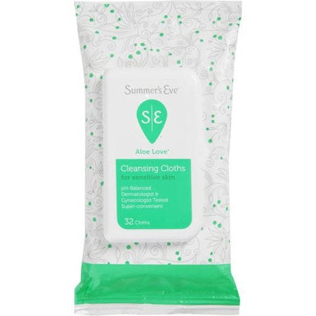 Summer's Eve Cleansing Cloths Sensitive Skin Aloe Love - 32ct/12pk