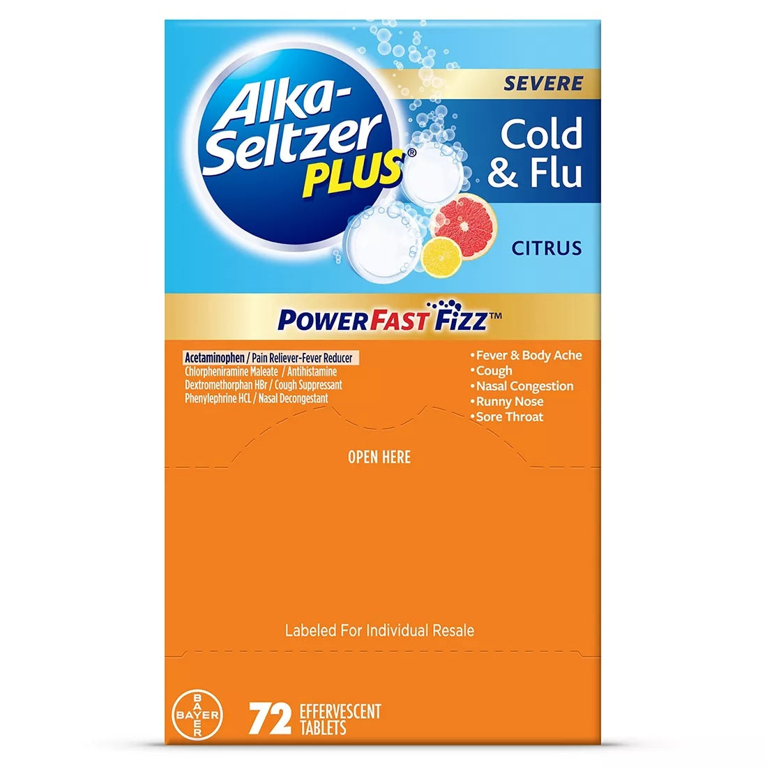 Alka-Seltzer Plus Cold & Flu Tabs - 72pk