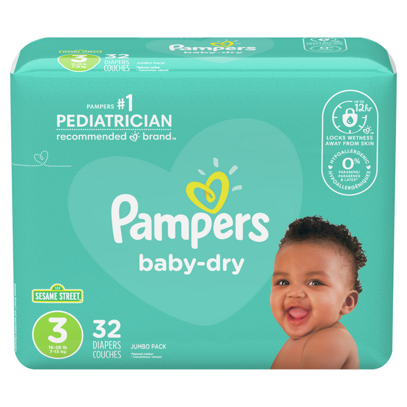 Pampers Baby Dry Diapers Size 3 - 32ct/4pk