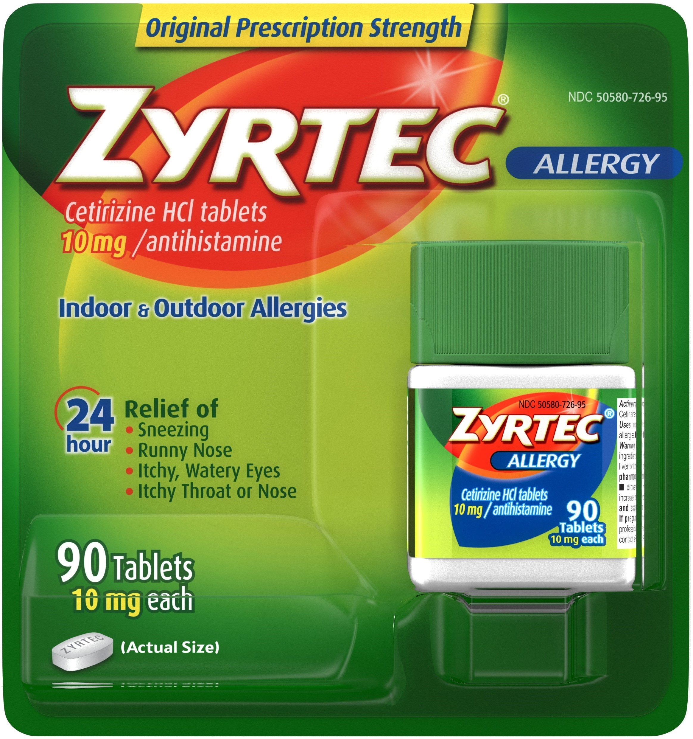 Zyrtec Allergy Antihistamine 24 Hour Relief 10mg Tablets - 90ct/4pk