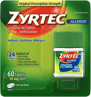 Zyrtec Allergy Antihistamine 24 Hour Relief 10mg Tablets - 60ct/24pk