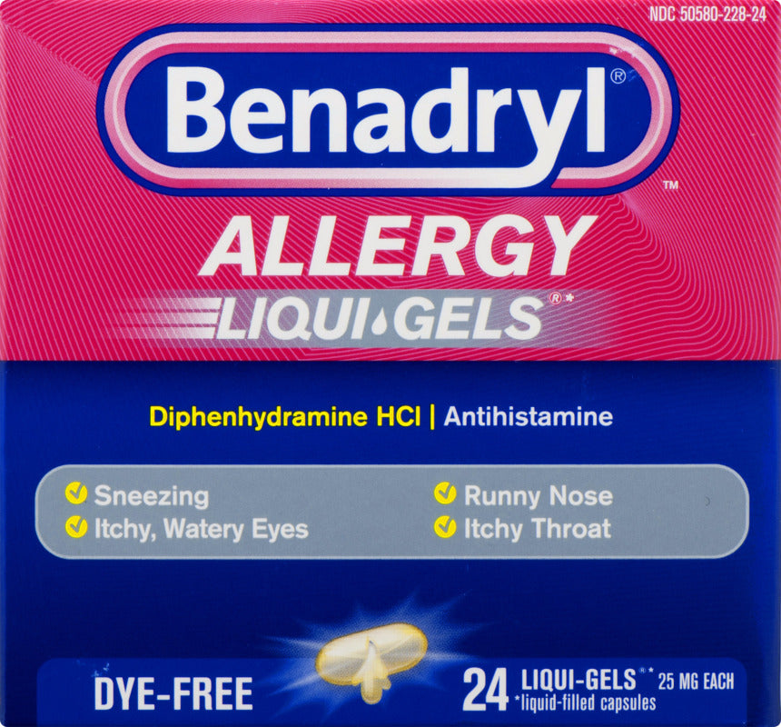 Benadryl Allergy Antihistamine Liqui-Gels Dye-Free Capsules - 24ct/6pk