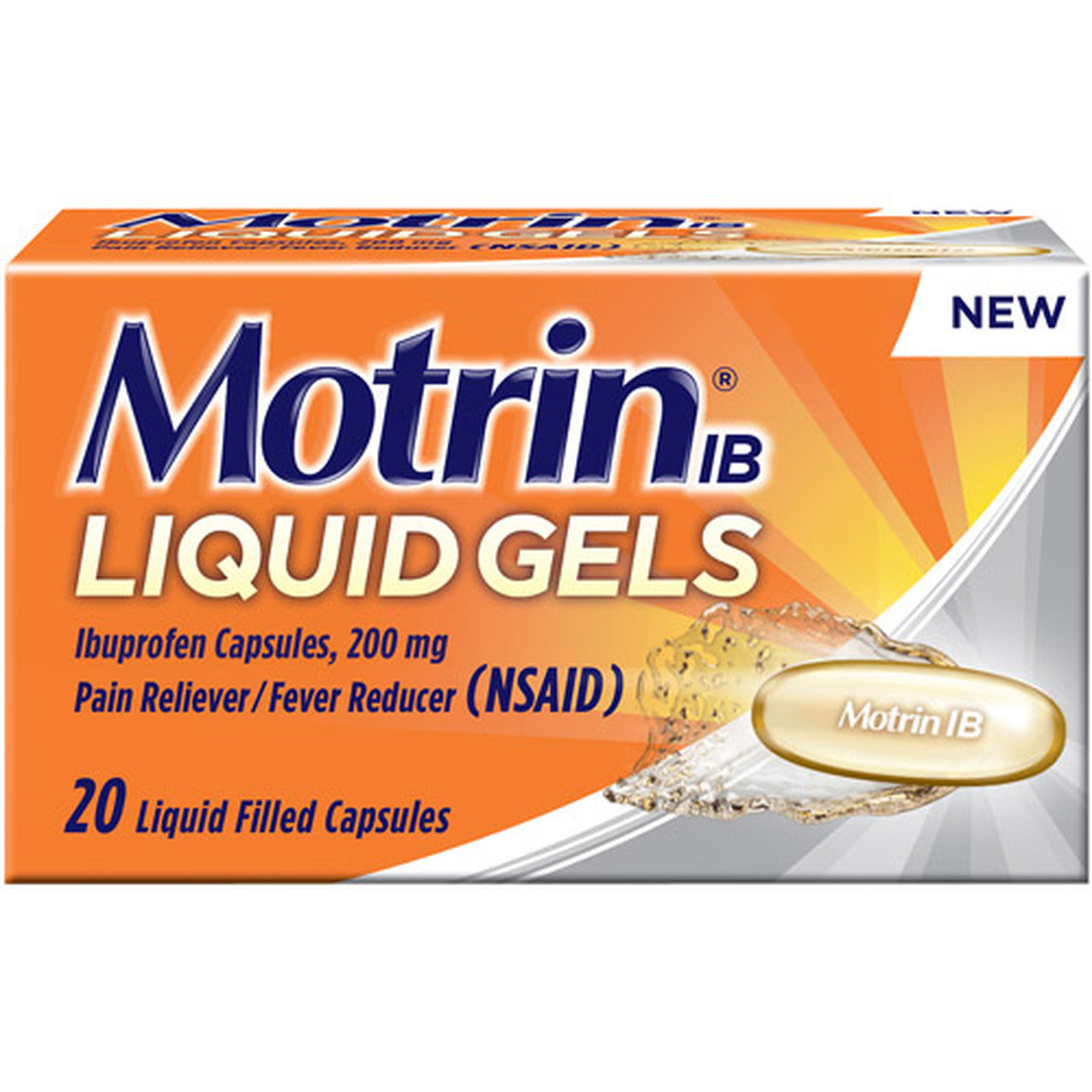 Motrin IB Pain Reliever / Fever Reducer Liquid Gels Liquid Filled Capsules - 20ct/24pk