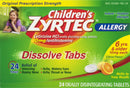 Children's Zyrtec Allergy Antihistamine 24 Hour Relief 6 yrs. & Older 10mg Dissolve Tabs Citrus Flavor - 24ct/36pk